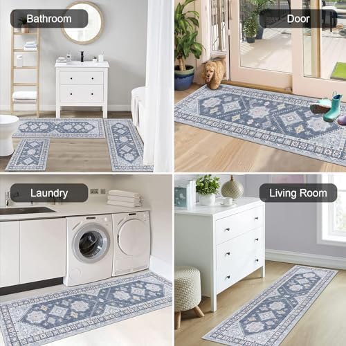HEBE Boho Kitchen Rugs Set of 3, Non Slip Washable Kitchen Mats - Image 6