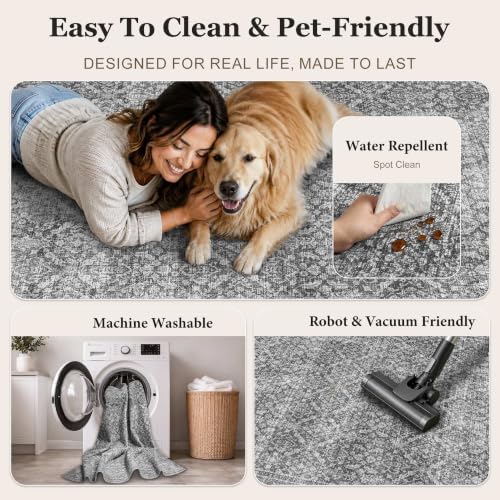 2.6x8 Small Vintage Washable Area Rug - Image 4
