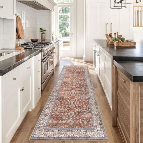 KUTA Vintage Washable Runner Rug 2.6x8 Red Clay Runners - Image 3