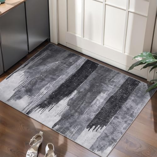 Ciicool Washable Area Rug 2x3 Entryway Rug, Modern Abstract Entry Mat Grey by CIICOOLHomeDeco