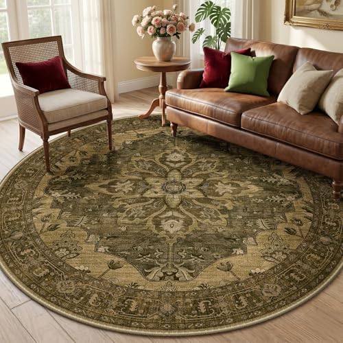 RELEANY Washable Area Rug, Round 6ft by RELEANY