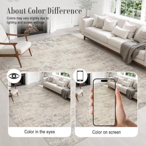 2x6 Washable Runner Rug：Modern Abstract Soft Carpet Brown Beige - Image 6