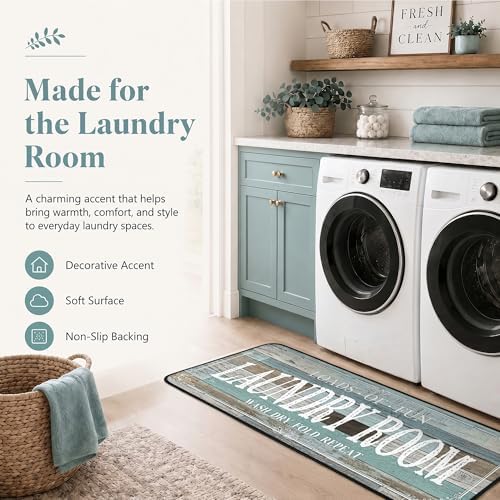 ROMAMIGO Laundry Room Rug Runner Non Slip Laundry Mats Mudroom Runner Bathroom - Image 7