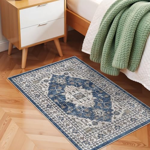 2x3 Washable Vintage Area Rug: Indoor Soft Entryway Rug - Image 3