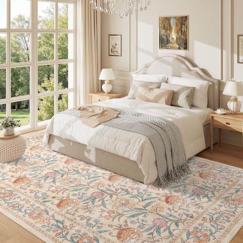 DUKINO 6x9 Area Rug, Vintage Floral Washable Rugs - Image 5