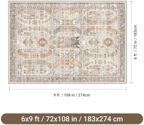 befbee 6x9 Washable Area Rug, Non Slip Rug - Image 2