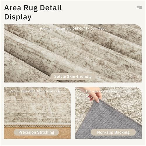 Soalmost Washable 4x12 Hallway Runner Rug Non-Slip Kitchen Entry Rugs Brown - Image 6