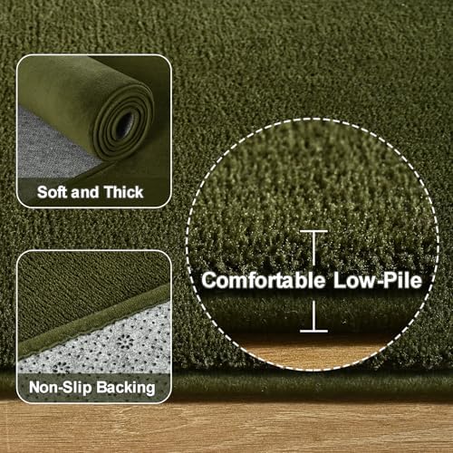 Amearea Olive Green Round Area Rugs 4ft Circle Rugs - Image 3