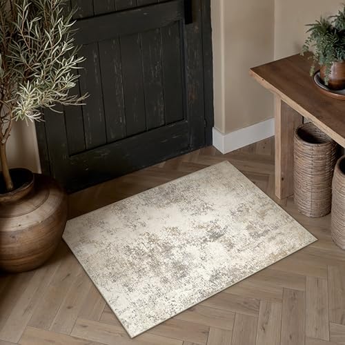 HUGEAR 2x3 Beige Brown Abstract Washable Area Rug - Image 3