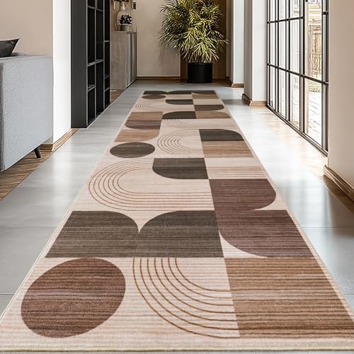 Soft Modern Geometric Abstract Machine Washable 2.7x10 Runner Rug - Image 7