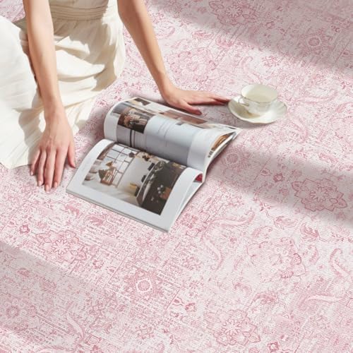 Rugxara Pink 4x6 Area Rug Washable Rug - Image 4