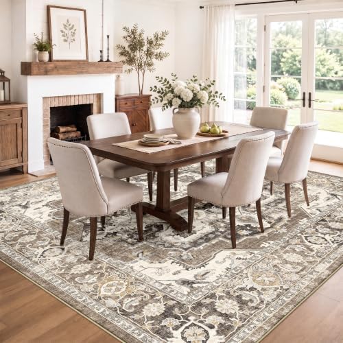 Living Room 11x11 Square Area Rug: Large Washable Boho Area Rugs - Image 3