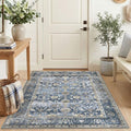 KUTA Vintage Area Rug 4x5 Washable Entryway Rug Blue Grey Beige by KUTA
