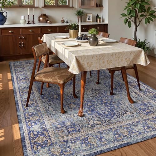 Washable Area Rug 9' x 12' Vintage Traditional Persian Mat - Image 3