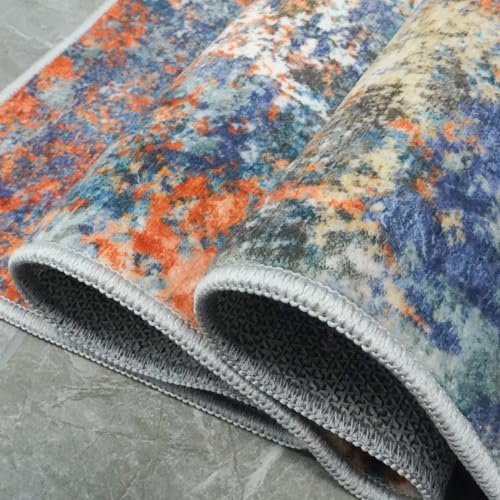 Abstract 9ft Round Rug: Large Washable Non Slip Area Rug Multi Colorful - Image 5