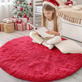 OLANLY Red Round Rugs for Bedroom by OLANLY