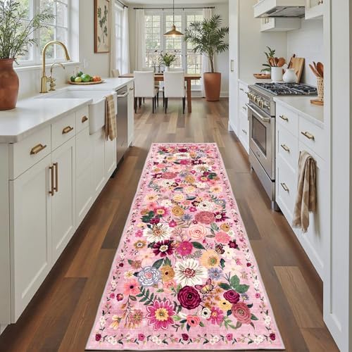 Pink Rug for Hallways Kitchen Runner Rug 2x8 by WelcometoBabovid