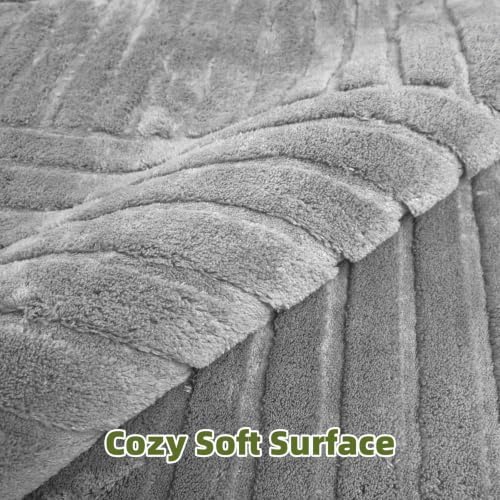 Grey Solid Area Rug 9x12, Large Washable Soft Rugs - Image 2