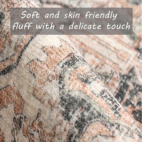 CHAMPLANT Washable Area Rug 8x10 Boho Chic Medallion Distressed Design - Image 4
