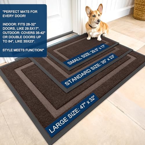 OLANLY Front Door Mat Outside 35x30, All-Season Heavy-Duty Rubber Doormat - Image 2