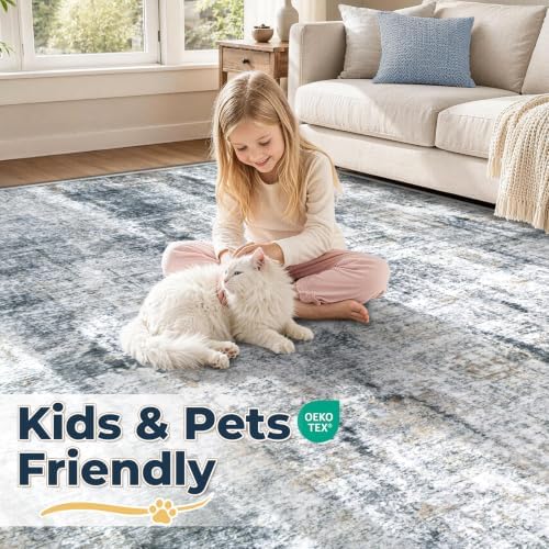 MXSANYOO 5x7 Area Rugs Washable Rug: Abstract Neutral Rugs Modern Non Slip Area - Image 4