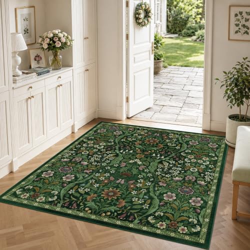 4x4 Square Rug Floral Washable Rugs - Image 2