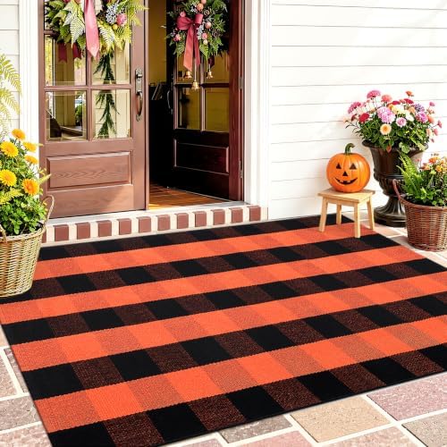 OLANLY Fall Door Mat, Buffalo Plaid Rug - Image 5