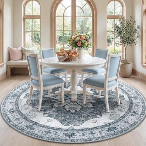RELEANY Washable Area Rug, Round 7ft by RELEANY