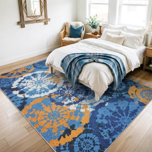 Boho 4x6 Area Rugs for Bedroom, Washable Non-Slip Low-Pile Print Rug - Image 7