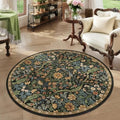 Round Rug 4ft Floral Circle Rug Brown Botanical Indoor Area Rugs by NakedCloud