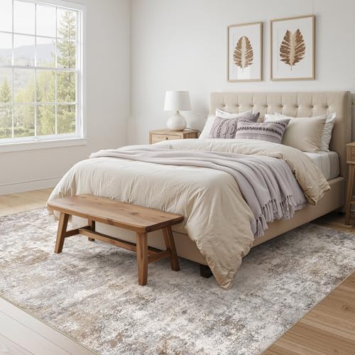UERMEI Square Area Rugs : Washable 8x8 Neutral Modern Abstract Carpet - Image 3