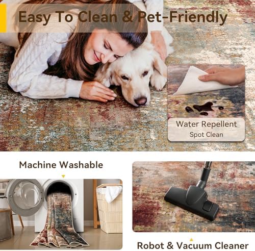 RELEANY Washable Runner 3'x9' Abstract Area Rug - Image 3