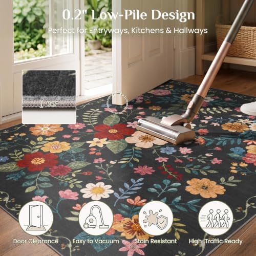 JOLLYVOGUE Floral Area Rug 5x7, Washable Rug - Image 6