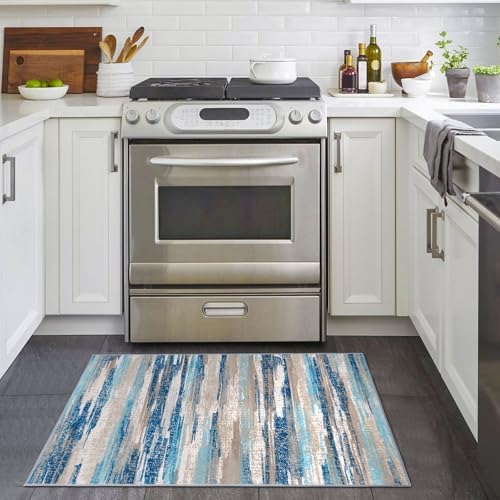 Lansny Abstract 2x3 Area Rug Small Washable Entryway Rug Non Slip Door Mat - Image 3