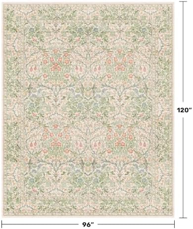 Cream Green Washable 8x10 Area Rugs - Image 2