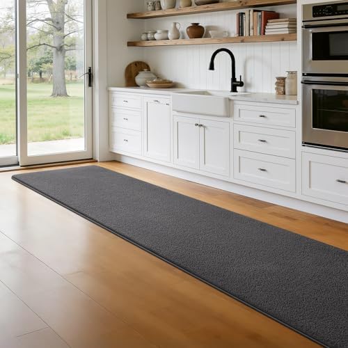 Runner Rug for Hallway, 2x10 Dark Grey Washable Non Slip Runner Rug - Image 4