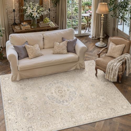 9x12 Beige Area Rug Vintage Carpet - Image 3