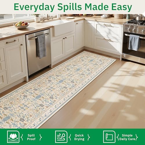 2x10 Runner Rug Non Slip Washable Hallway Runner Cloud Like Soft Cottage Floral - Image 7