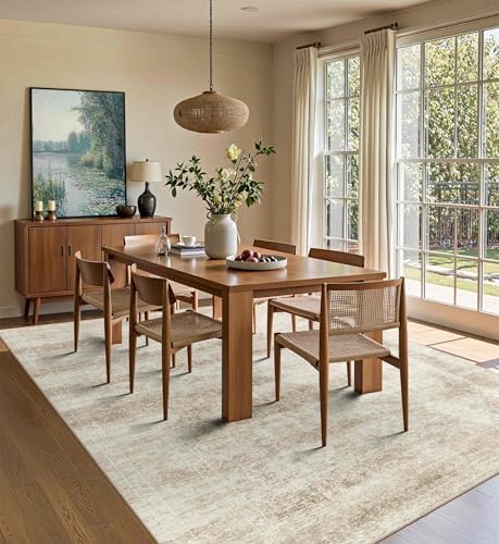 5x7 Washable Area Rug, Non Slip Indoor Carpet by LatteFog