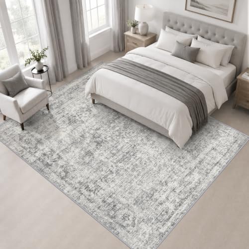 Area Rug Living Room: 4x4 Modern Washable Soft Carpet Black Grey - Image 3