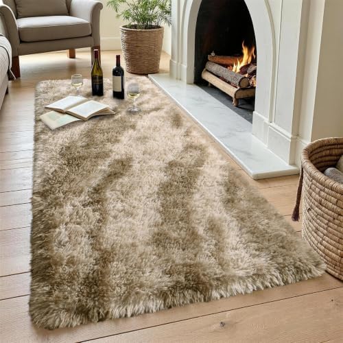 Noahas 2x10 Khaki Fluffy Soft Runner Rug Non-Slip - Image 4