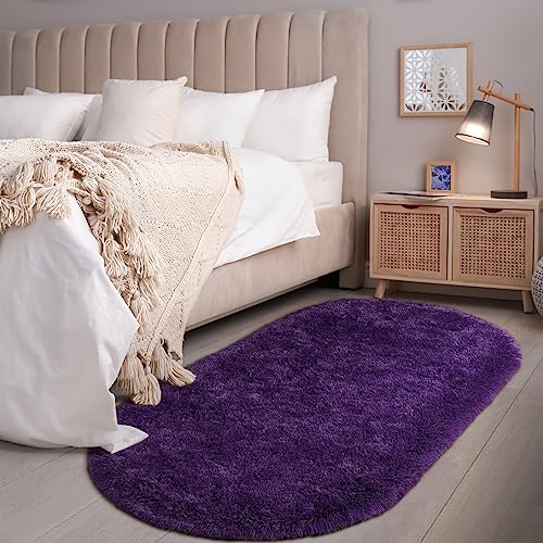 Softlife Oval Fluffy Rugs for Bedroom, 2.6 x 5.3 Feet Shag Cute Area Rug for - Image 4