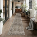 2x10 Brown Grey Runner Rug Vintage Washable Runner Rugs by Zeeinx