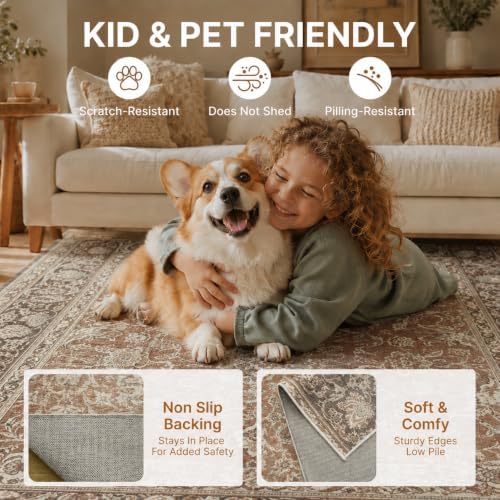 Vintage Area Rug 3x5 Ft Washable Rugs - Image 4