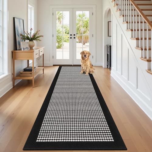 Ileading Hallway Runner Rug 2.6x10 ft, Washable Indoor Black Entryway Carpet by Ileading