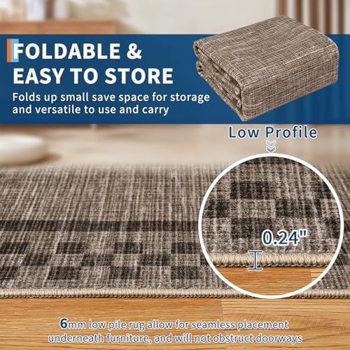 Garvee Checkered Border Washable Rug 8x10 Area Rugs - Image 6