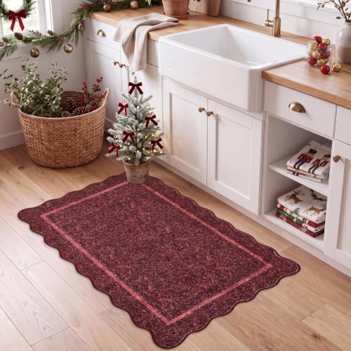 GarveeHome Scalloped Small Area Rug 2x3 Entryway Mat Non Slip - Image 2