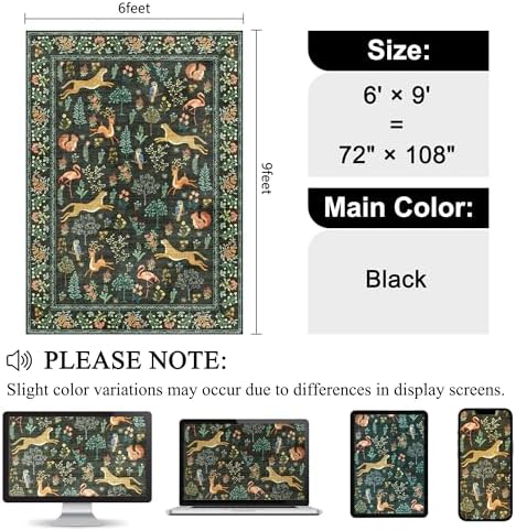 DUKINO 6x9 Area Rug, Washable Animal Living Room Rug Non Slip - Image 2