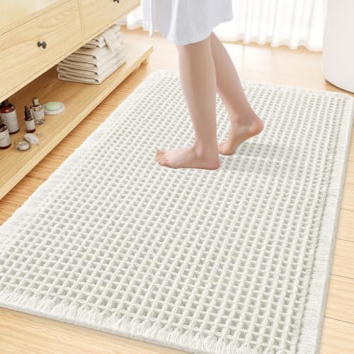 Smiry Waffle Bath Mat 59X35, Extra Soft Absorbent Bathroom Rugs by Smiry