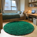 Dark Green Fluffy Round Rug Circle Area Rugs 4ft by ONASAR